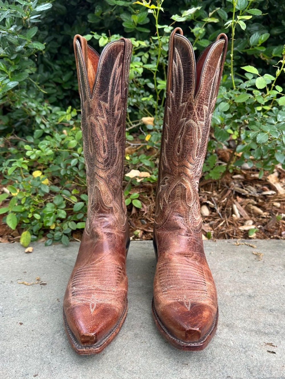 LUCCHESE 1883 Leather Cowboy Boots 8